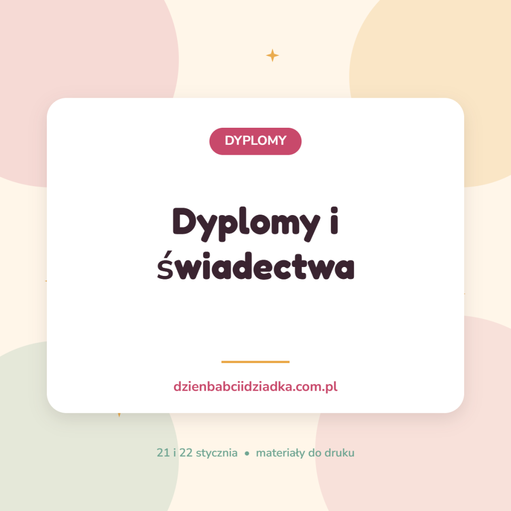 Dyplomy i świadectwa dla babci i dziadka — okładka