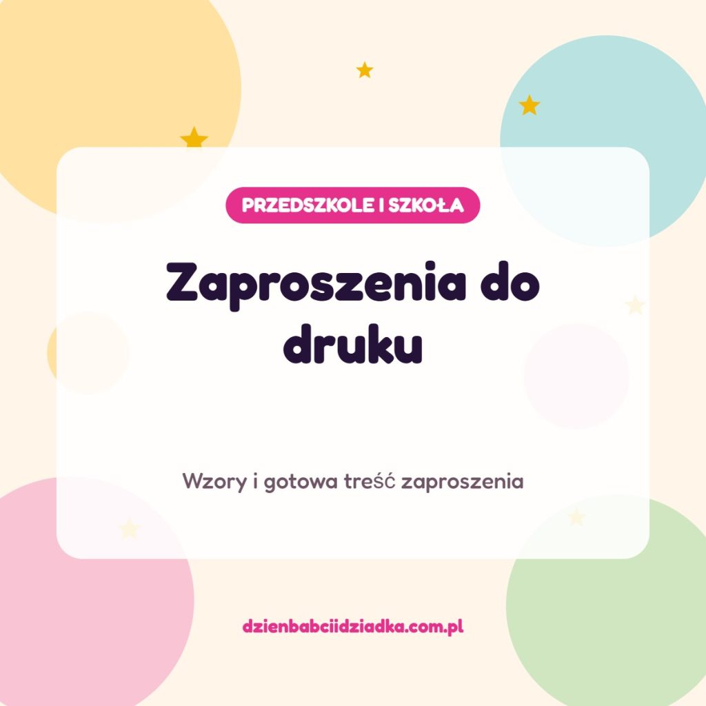 Zaproszenia na Dzień Babci i Dziadka do druku — grafika Kwiecień Academy